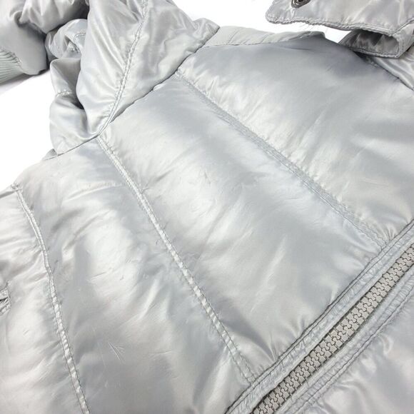 UNIQLO Gorpcore Metallic Silver Chrome Down Puffer Hoodie Jacket Parka Large - Picture 6 of 10